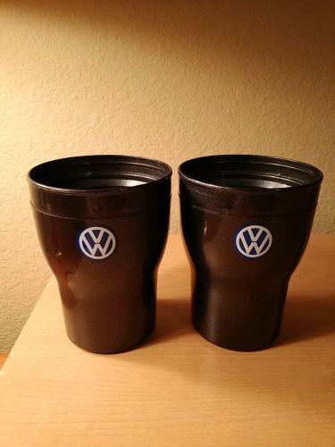 2 dark gray vw volkswagen plastic cups - new &amp; unused - fits your cupholder!