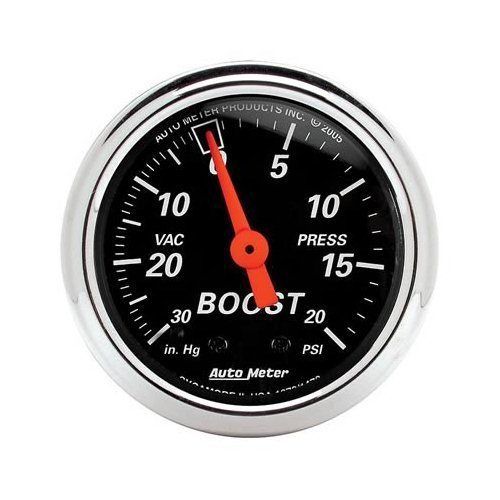 Autometer designer black mechanical boost/vacuum gauge 2 1/16&#034; dia black face