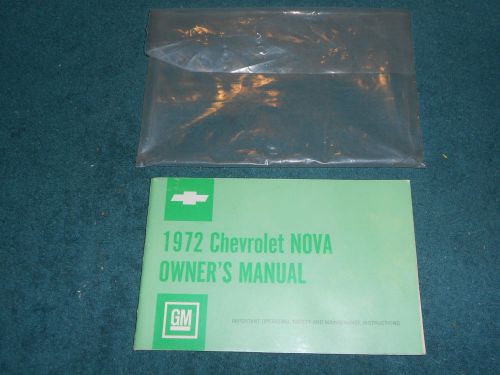 1972 chevrolet / nova owner&#039;s manual  / original guide book with sleeve