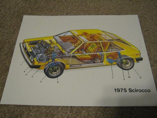 1975 volkswagen, vw scirocco dealer sales-showroom brochure-technical data sheet