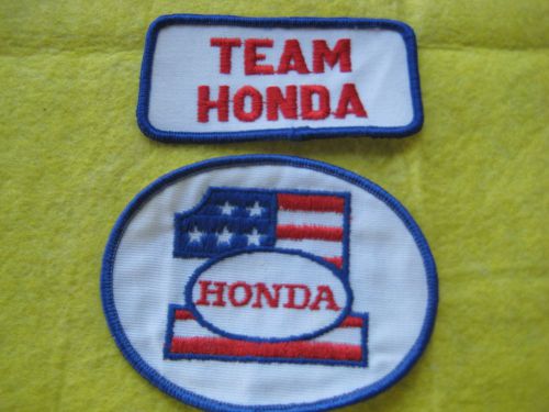 Vintage team honda motorcycle patch set 3 1/2&#034; x 1  3/4&#034;- 3 7/8&#034; x 3&#034;