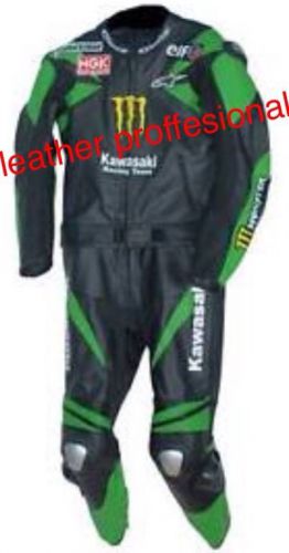 Kawasaki motorbike leather  suit - ce approved full protection