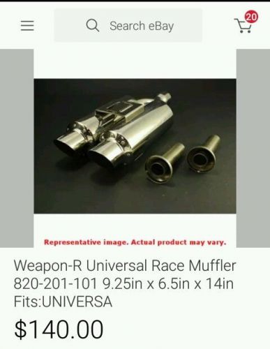 Weapon-r universal race muffler 820-201-101 9.25in x 6.5in x 14in