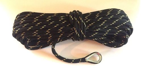 Anchor line 3/8&#034;x 50 ft black &amp; gold double braid nylon made in the usa