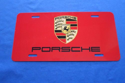 New 2016 red porsche logo crest emblem badge license plate auto tag metal sign