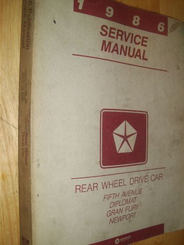 1986 plymouth chrysler dodge rwd car shop manual original mopar service book