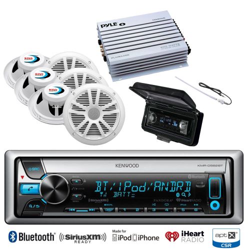 6 marine 6.5&#034;speakers,amplifier,antenna,cover,kenwood bluetooth ipod cd receiver