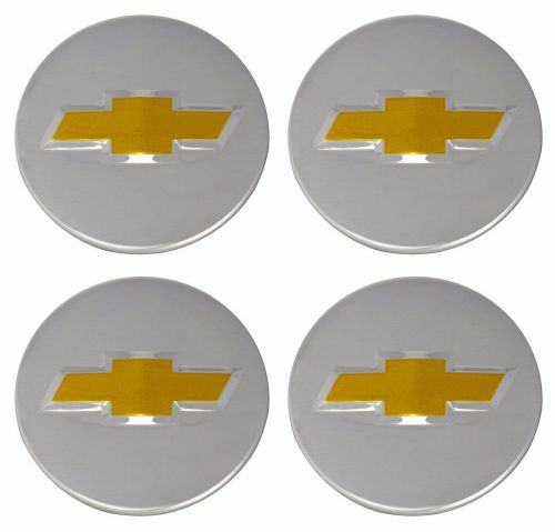 4pcs 58mm wheel center caps chevy bow tie emblem logo chrome finish 2 1/4&#034;