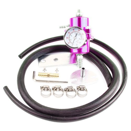 Fuel pressure regulator adjustable pressure with oil gauge purple for universal