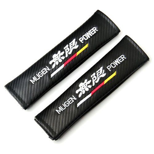 2 x car carbon fiber texture seat belts cover shoulder pads fit  for mugen honda