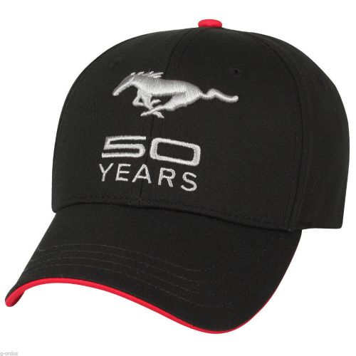 Black silver and red ford mustang 50th anniversary 50 years embroidered hat/cap!