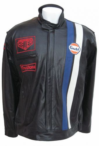 Le mans racing ‘team gulf’ black leather drivers jacket - 2xl - 71% off msrp!!!