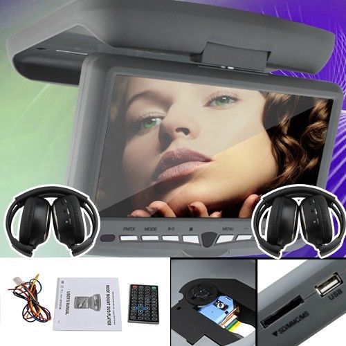 Litbs 9&#034; car overhead dvd player lcd monitor flip down auto radio player