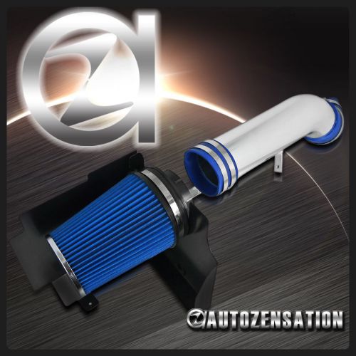 02-06 gmc chevy v8 4.8l 5.3l 6.0l heat shield cold air intake system+blue filter