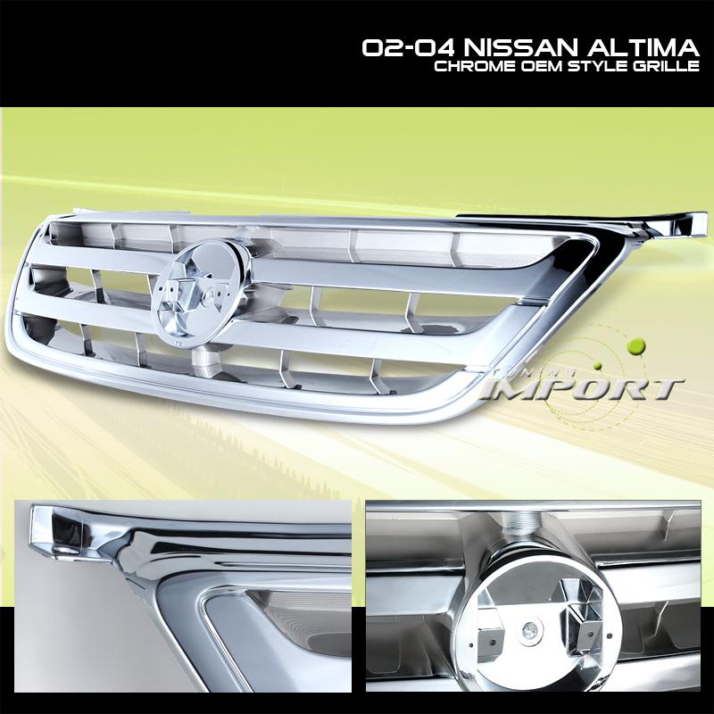 Nissan 02 03 04 altima front upper grille replacement emblem holder set chrome