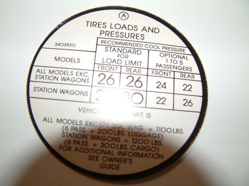 Tire pressure decal 1967 canadian only beaumont