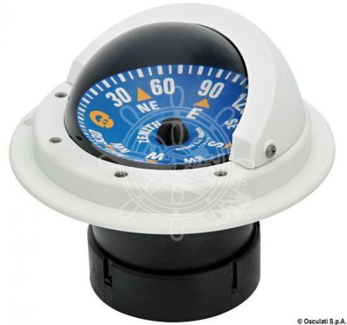 Riviera boat marine high speed compass 3&#034; 80mm white/blue