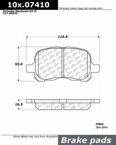 Centric 100.07410 brake pad or shoe, front-oe formula brake pads w/hardware