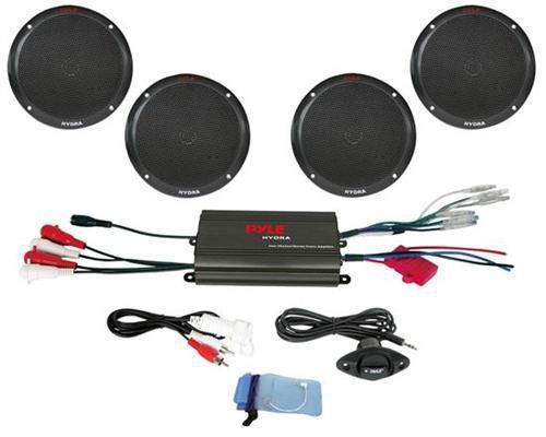 Pyle plmrkt4b 4 channel 800 watt waterproof micro marine amp 4 x 6.5&#039;&#039; speakers