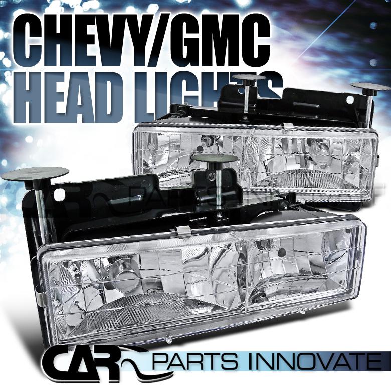 C10 c/k silverado sierra suburban tahoe blazer crystal headlights lamp chrome