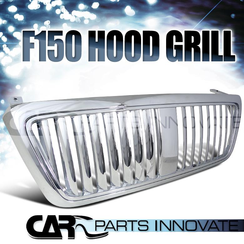 Ford 04-08 f150 1pc abs vertical chrome front hood bumper grille