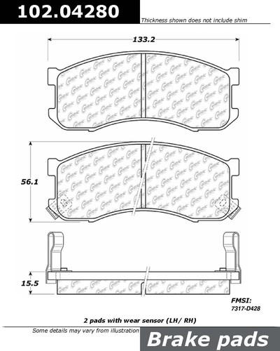 Centric 102.04280 brake pad or shoe, front-c-tek metallic brake pads