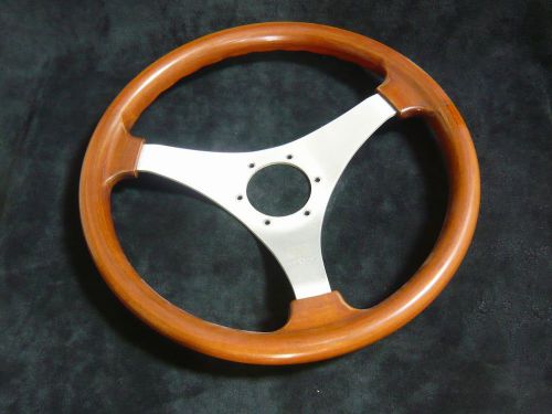 Personal wood steering wheel brushed silver spoke 35cm (13.8inch) diameter