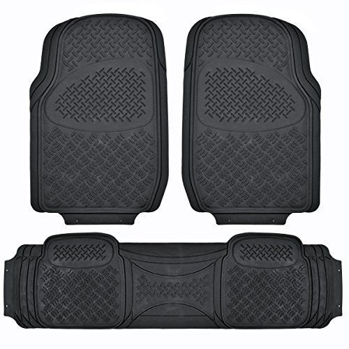 Bdk all weather extreme heavy duty rubber floor mats front &amp; rear liner in black