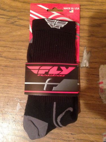 Fly racing crew socks black and grey lg/xl