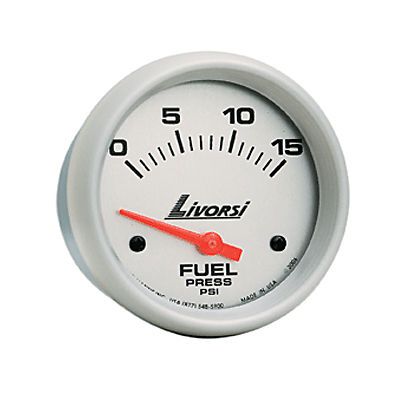 Livorsi electric automotive 0-15 psi fuel pressure gauge platinum 2 5/8&#034;