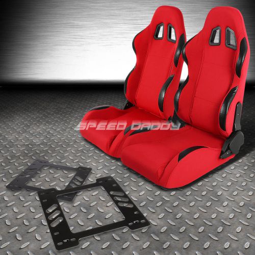 Pair type-4 reclining red pvc racing seat+bracket for 78-88 monte carlo a/g