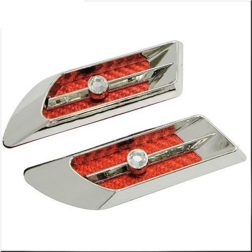 Car fender air flow decoration vent cover red carbon chrome crystal x 2 pieces