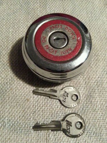 1970&#039;s vented gas cap lock (xo-1908) red and crome, with 2 keys.