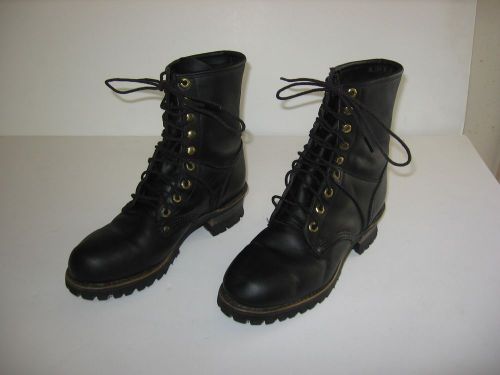 Georgia boot ladies black leather lace motorcycle logger work boots 8 1/2 m guc!