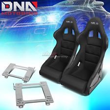 Nrg pair black bucket racing seats+full stainless bracket for 90-97 mx5 miata