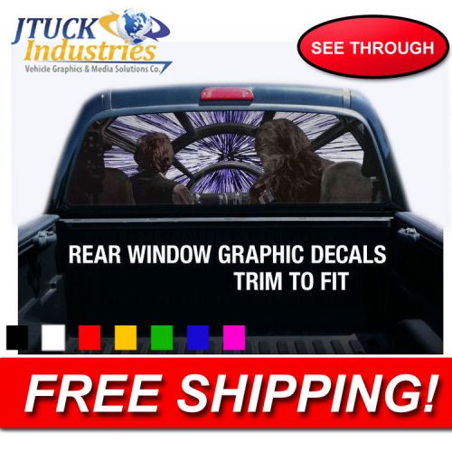 Rear window truck graphic decal - star wars millennium falcon - 4 sizes