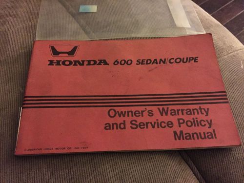 Vintage car owners manual honda 600 1971