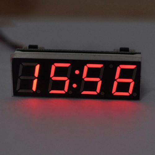 Car auto 12v 24v digital led electronic time clock + thermometer + voltmeter new