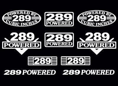 10 decal set 289 ci v8 powered engine stickers emblems vinyl decals