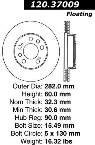 Centric 120.37009 front brake rotor/disc-premium rotor-preferred