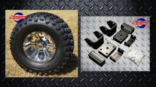 Ezgo txt gas golf cart 4&#034; block lift kit + 10&#034; vampire wheels and 22&#034; at tires