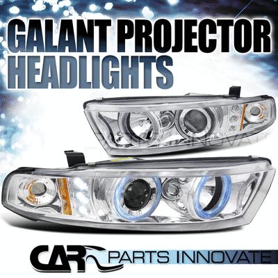 Mitsubishi 99-03 galant led halo projector headlights lamp chrome