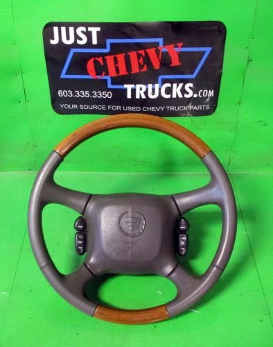 2002 cadillac escalade leather woodgrain steering wheel radio control &amp; air bag