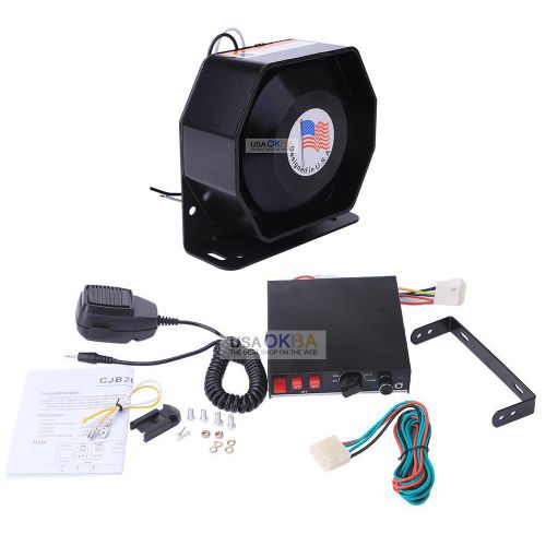 200w 8 sound loud car warning alarm police fire siren horn pa speaker mic system