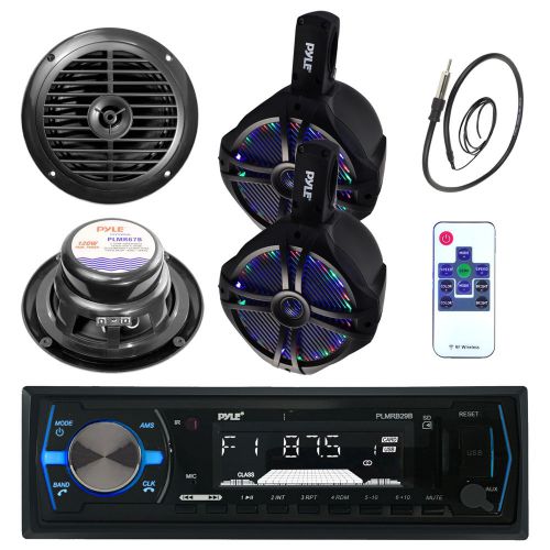 200w 6.5&#039;&#039; boat led wakeboard speakers, 6.5&#034; speakers, bluetooth radio, antenna