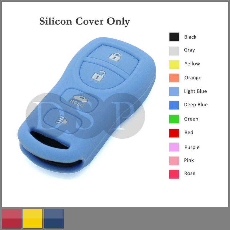 Silicone skin jacket cover holder for nissan remote key case shell 4 button lb