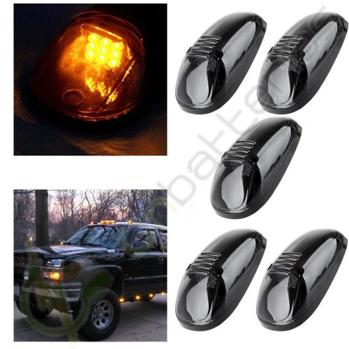 5x amber led cab roof marker lights smoke cover for 99-02 dodge ram 2500 3500