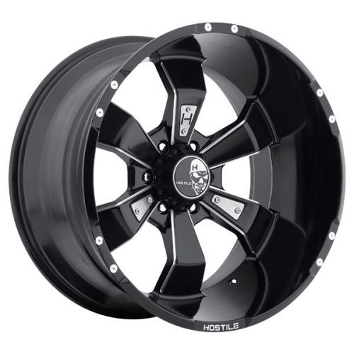 4-new hostile h103 hammered 20x9 6x139.7 +10mm black/milled wheels rims