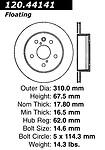 Centric parts 121.44141 rear disc brake rotor