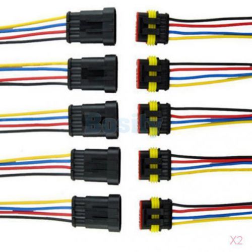 2x 5 kit 4 pin way car waterproof electrical connector plug with wire awg